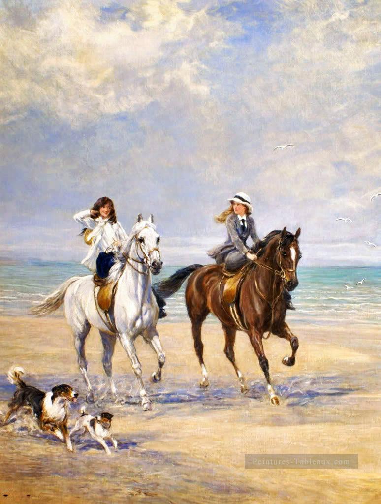 cavalière Seaside Heywood Hardy équitation Peintures à l'huile
